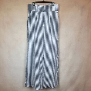 7th Avenue Blue White Striped Wide Leg Highwaist Paperbag Pants Size 12